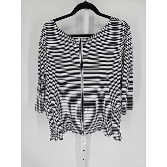 Chico's Womens Navy & White Stripe Rayon Blend 3/4 Sleeve Pullover Blouse Size 3 - Picture 2 of 4